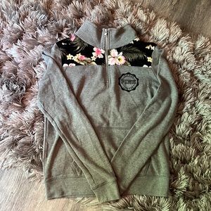 Pink Victoria's Secret Floral Tropical 3/4 Zip XS